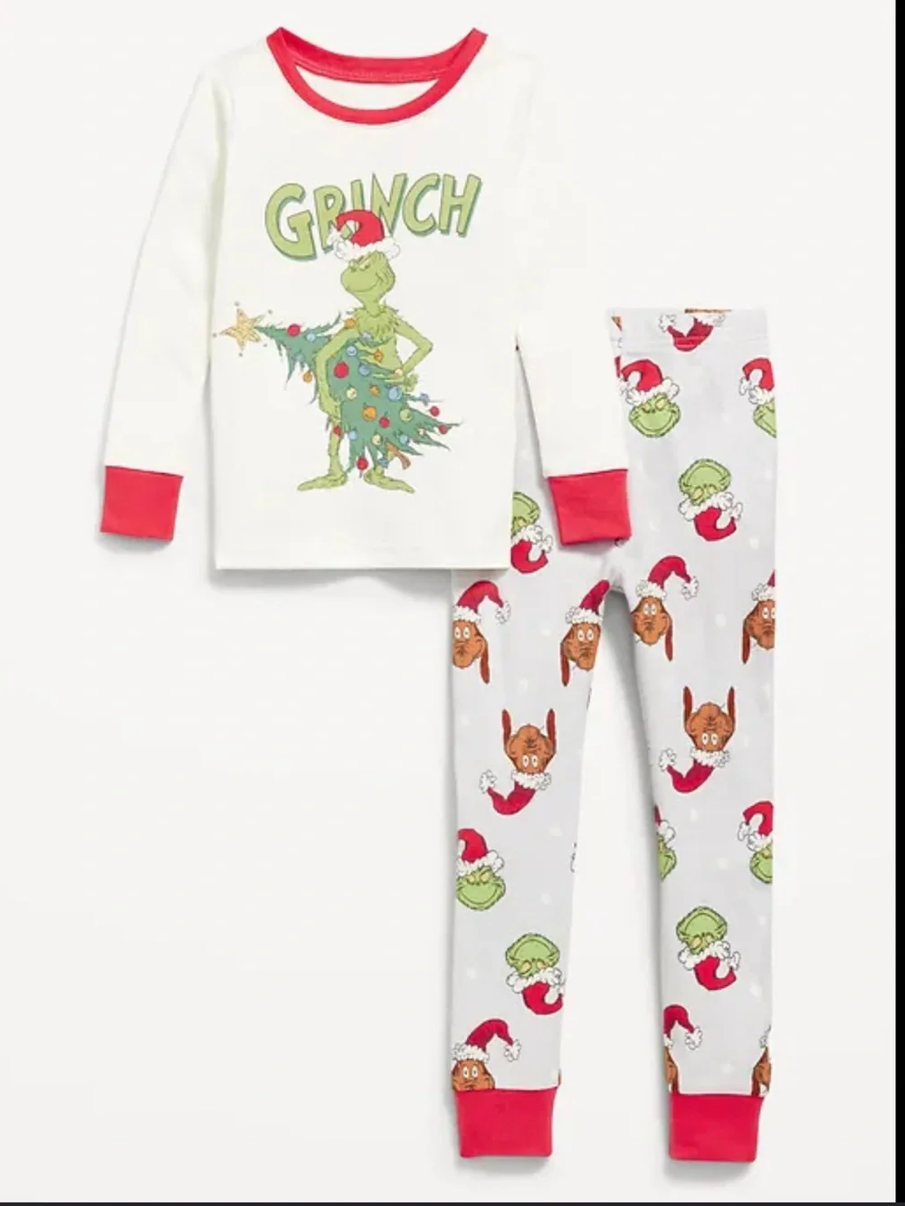 Old Navy Holiday Merry Christmas PJ Set Pajamas Toddler Dr.Seuss Grinch X-Mas 4T